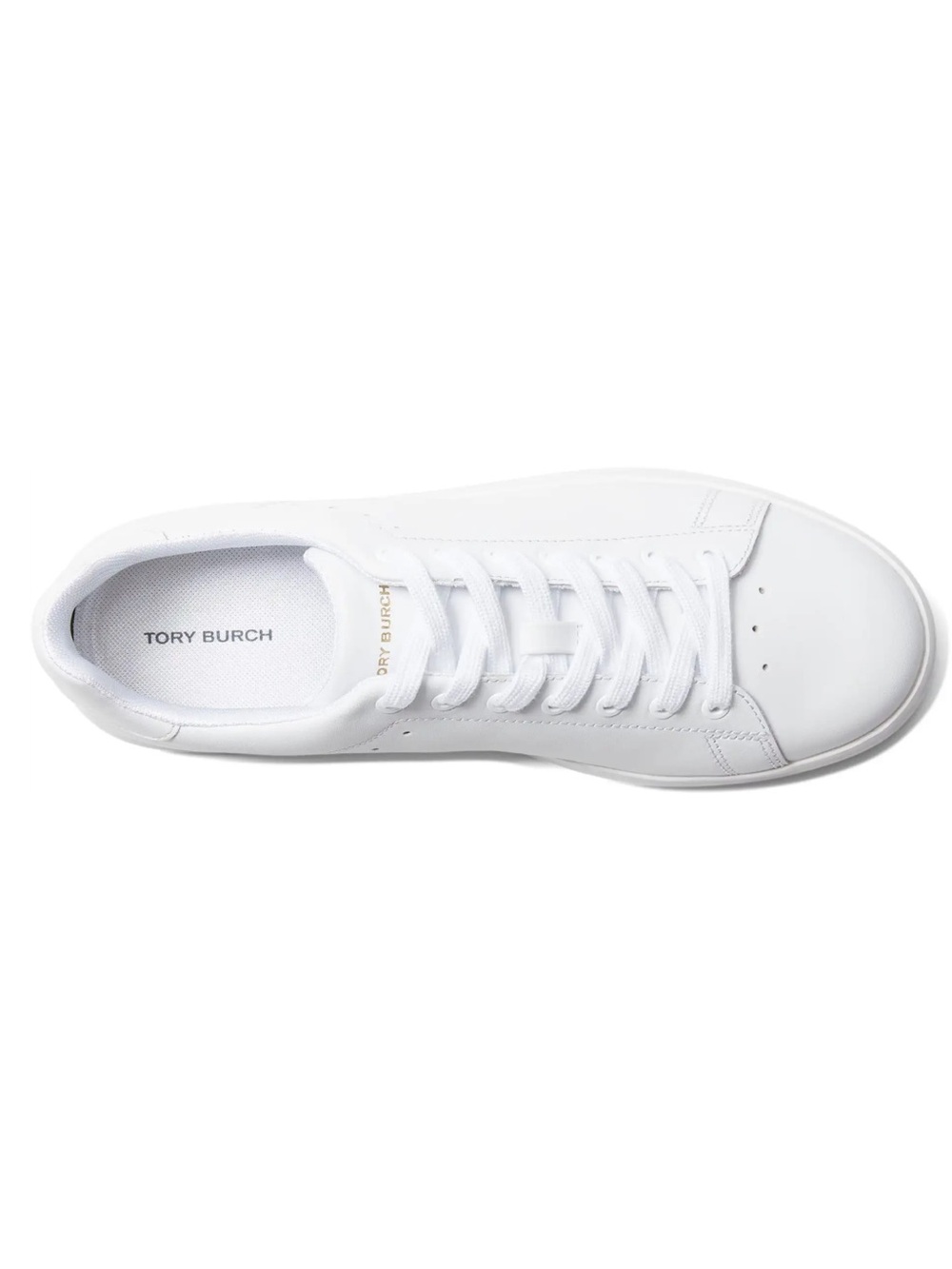 Tory Burch Howell Sneakers Size 7.5 M White Gold Logo Casual Classic Comfy - Picture 2 of 10